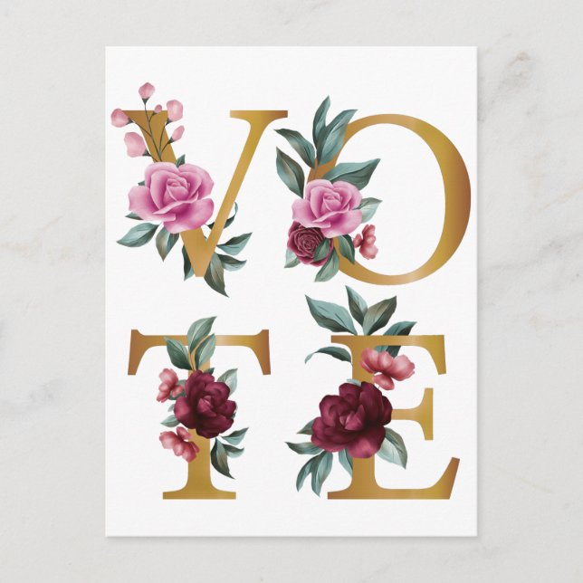 Postal Voto de Go Feminine Elegine Femenino con Floral de (Anverso)