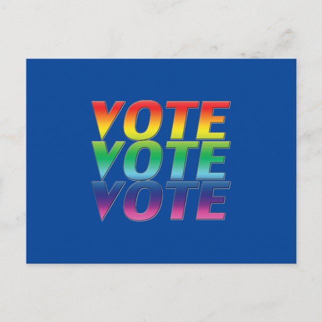 Postal "Voto de voto" orgullo lgbtq lgbt arcoiris azul (Anverso)