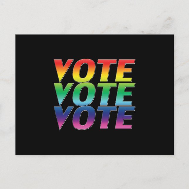 Postal "Voto de voto" orgullo lgbtq lgbt arcoiris negro (Anverso)