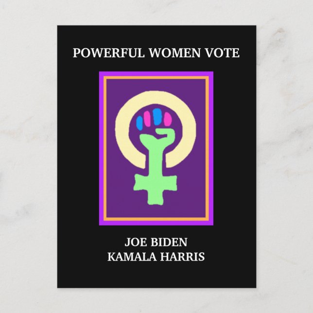 Postal Voto para Biden - Harris, símbolo de mujeres poder (Anverso)