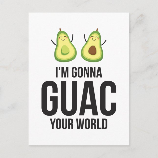 Postal Voy a Guac tu mundo divertido aguacate guacamole (Anverso)