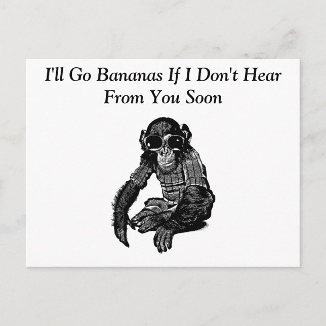 Postal Voy a ir a un mono banano con gafas de sol (Anverso)