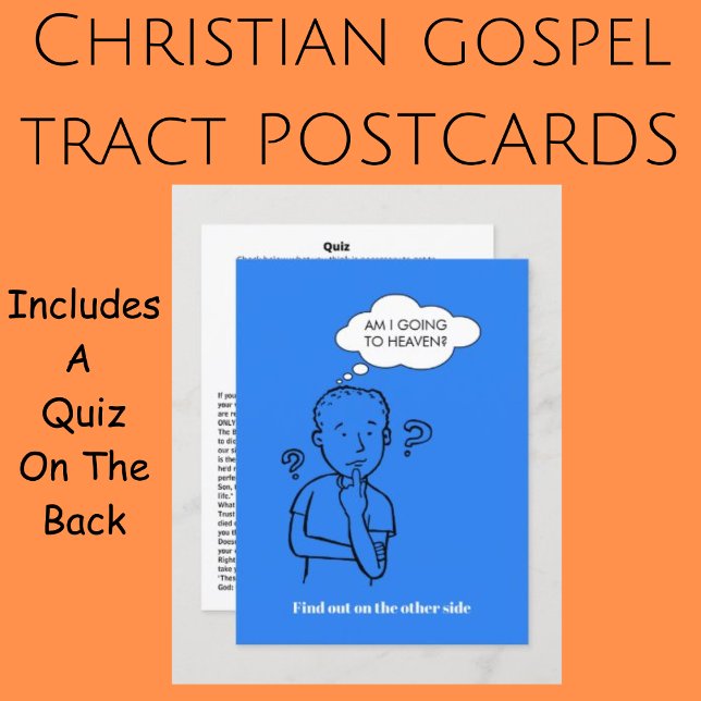 Postal ¿Voy A La Prueba Del Cielo? (Christian Gospel Tract Postcards For Soul Winning Evangelism. Bold Blue Design.)