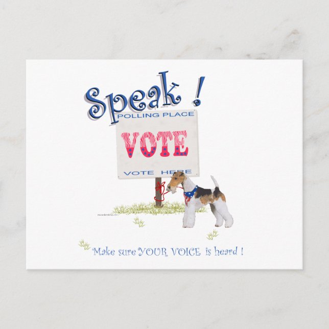 Postal Voz de Votación del Fox Terrier de Alambre (Anverso)