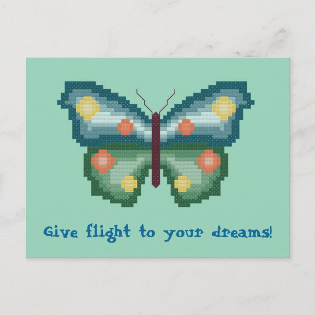 Postal ¡Vuele a sus sueños! Postcarta de mariposa (Anverso)