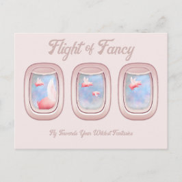 Postal Vuelo de cerdos de fantasía volando junto a la ven