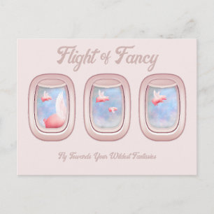 Postal Vuelo de cerdos de fantasía volando junto a la ven