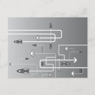 Postal Vuelo de espacio retro