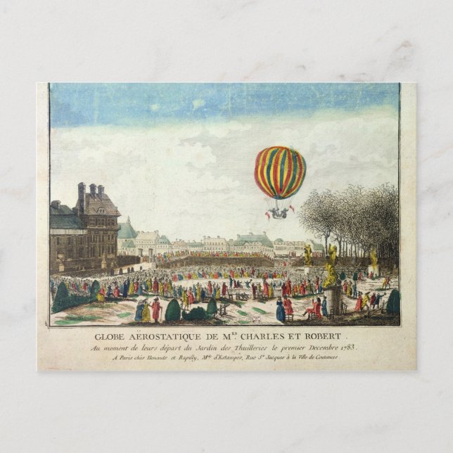 Postal Vuelo de Jacques Charles y Nicholas Robert (Anverso)