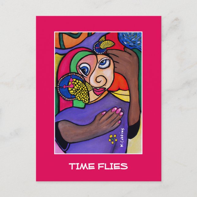 Postal Vuelos De Tiempo Sobre El Rosa Brillante - Piezas  (Anverso)