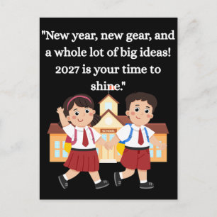 Postal Vuelta al cole 2027 Motivación para niños 