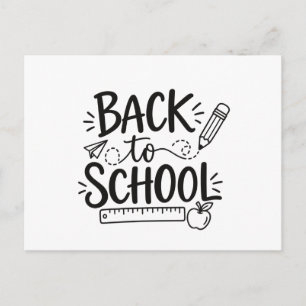 Postal Vuelta al cole Material escolar mínimo Regla de lá