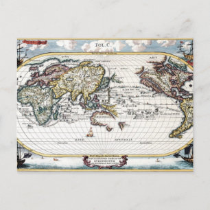 Postal Vuelta al mapa mundial del siglo XVIII