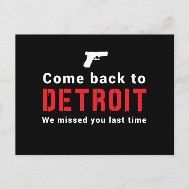 Postal Vuelve a Detroit, te perdimos la última vez (Anverso)