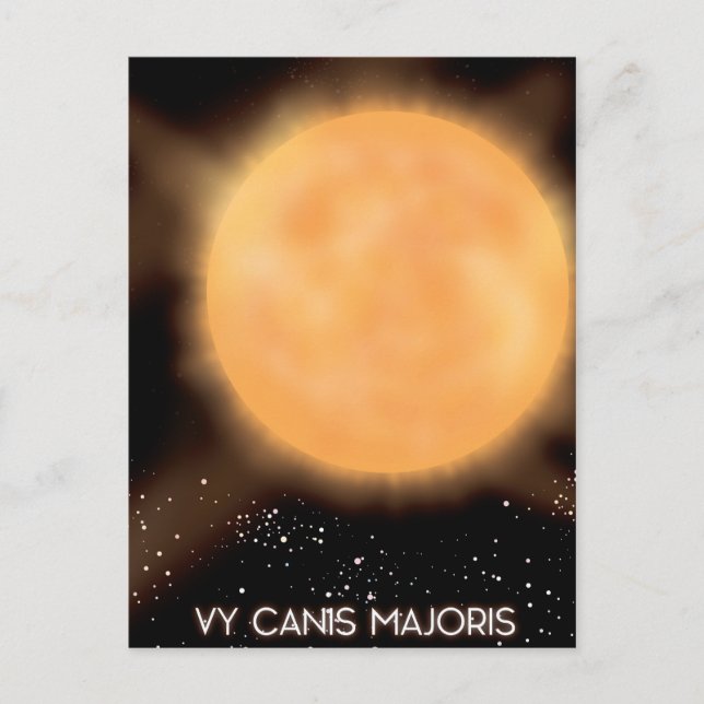 Postal VY Canis Majoris poster de arte espacial Sun. (Anverso)