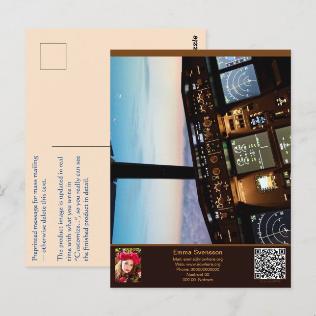 Postal Vykort — Connect, Airplane (Anverso / Reverso)