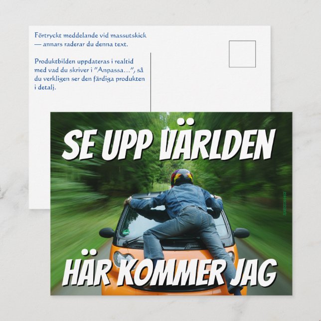 Postal Vykort — Se upp världen (Anverso / Reverso)