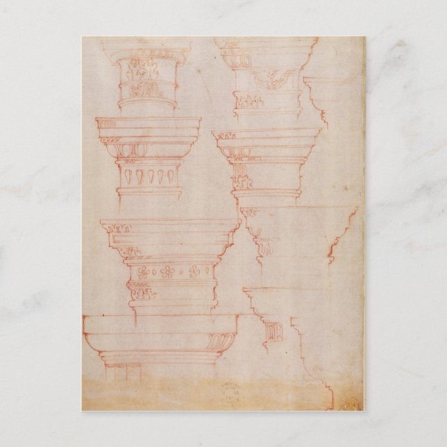 Postal W.18v Estudio de las mayúsculas de columna (Anverso)