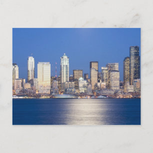 Postal WA, Seattle, horizonte de Seattle y bahía de Ellio