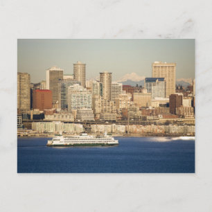 Postal WA, Seattle, horizonte de Seattle y bahía de Ellio