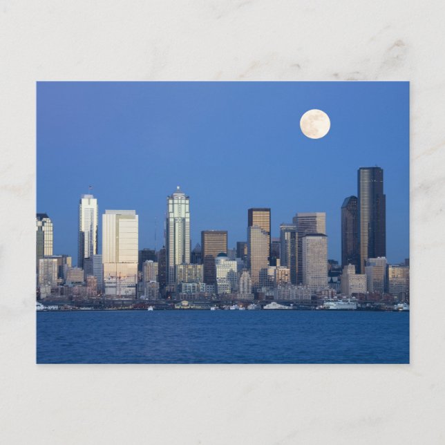Postal WA, Seattle, horizonte de Seattle y Elliott Bay 2 (Anverso)