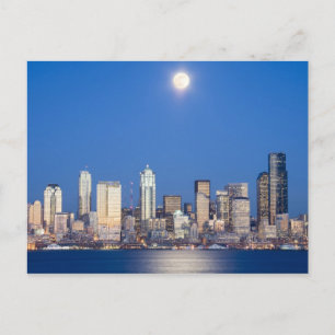 Postal WA, Seattle, horizonte de Seattle y Elliott Bay 3