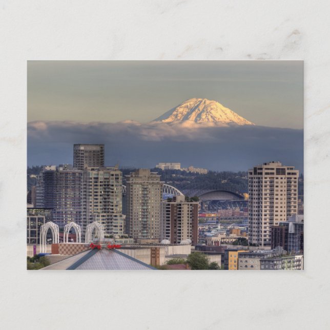 Postal WA, Seattle, Mount Rainier desde el parque Kerry (Anverso)