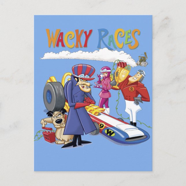Postal Wacky Races 60s 70s 90s 80s Cartoon Scifi Retro (Anverso)