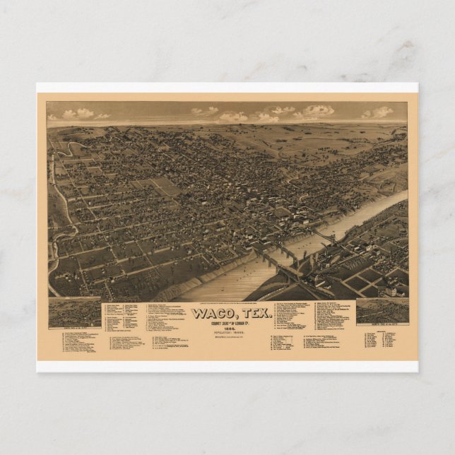 Postal Waco Texas en 1886 (Anverso)