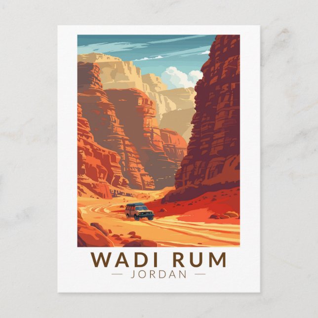 Postal Wadi Rum Jordan Viaje Arte Vintage (Anverso)
