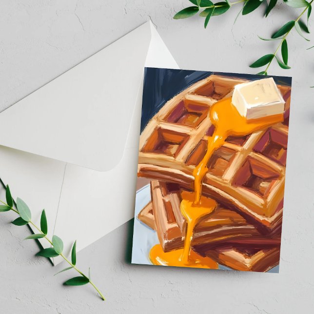 Postal Waffles Syrup Breakfast Watercolinting (Subido por el creador)