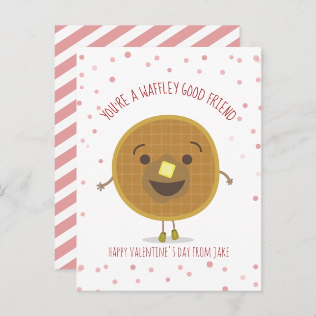 Postal Waffley Good Friend Waffle Kid Classroom Valentine (Anverso / Reverso)