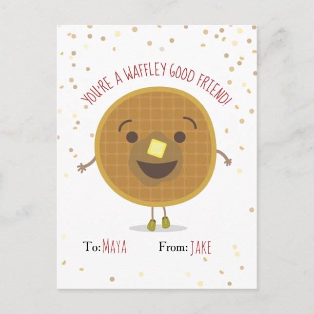 Postal Waffley Good Friend Waffle Valentine Kids (Anverso)