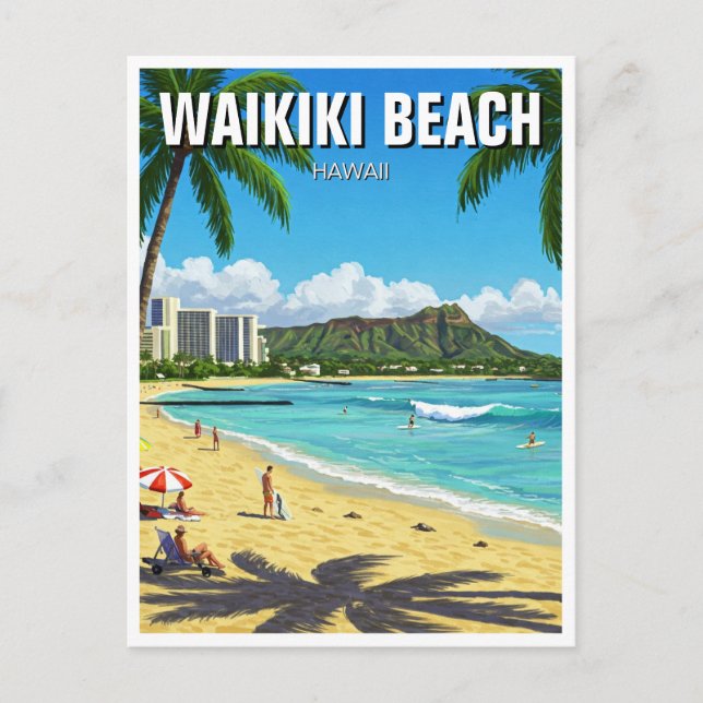 Postal Waikiki Beach Oahu Hawaii Travel (Anverso)