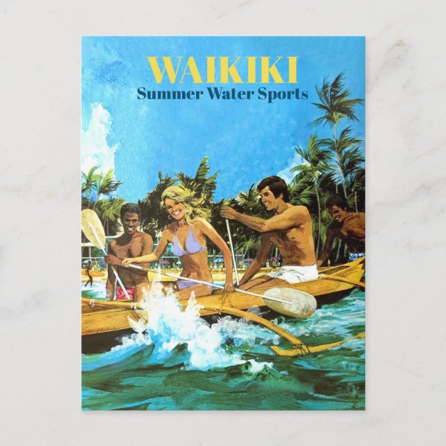 Postal Waikiki, Deportes acuáticos de verano, Viajes de é (Anverso)