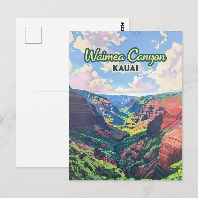 Postal Waimea Canyon Kauai Hawaii Retro (Anverso / Reverso)