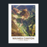 Postal Waimea Canyon State Park Hawaii Watercolor<br><div class="desc">Diseño de arte acuático del Parque Estatal Waimea Canyon. El parque,  también conocido como el Gran Cañón del Pacífico,  es un gran cañón situado en el lado oeste de Kaua''i en las islas de Hawái.</div>