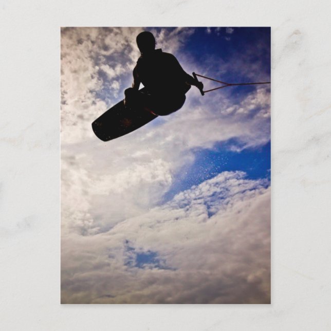 Postal "Waking Life" Wakeboarder Invertida Silhouette (Anverso)