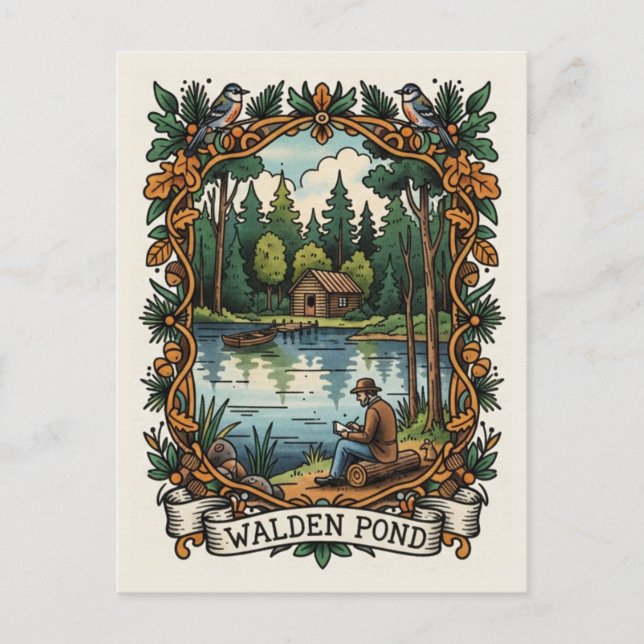Postal Walden Pond Massachusetts Viajes (Anverso)