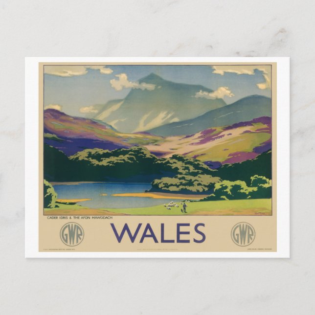Postal Wales Vintage Travel Poster (Anverso)