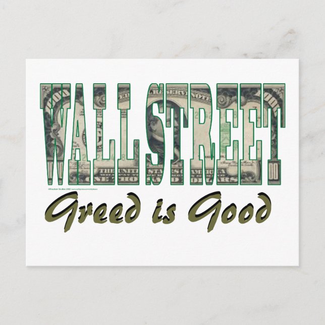 Postal Wall Street/ la codicia es buena (Anverso)