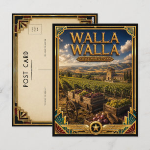 Postal Walla Walla Washington Vintage Arte Deco Edad de O