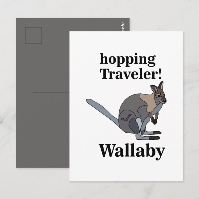 Postal Wallaby Animal Hopping Traveller Wildlife Funny (Anverso / Reverso)