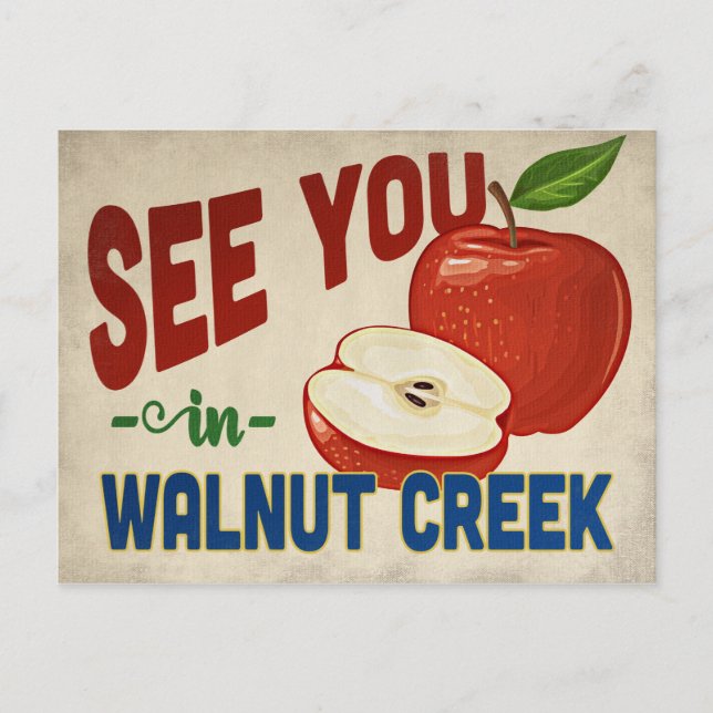 Postal Walnut Creek California Apple - Viajes de época (Anverso)