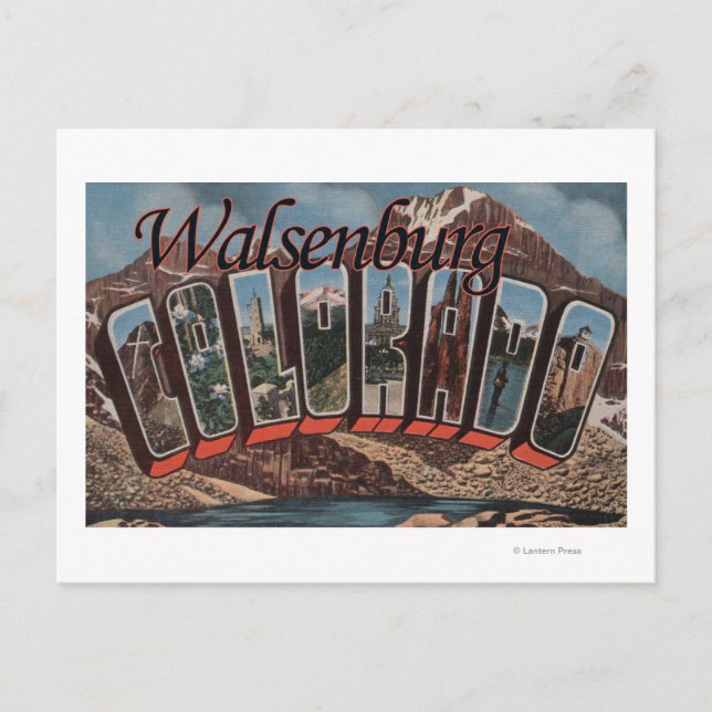 Postal Walsenburg, Colorado - Escenas de letras grandes (Anverso)