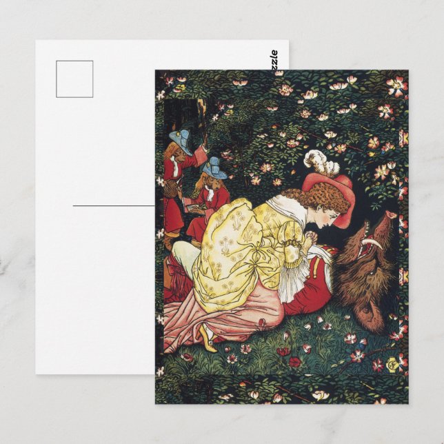 Postal Walter Crane Beauty y la bestia (Anverso / Reverso)