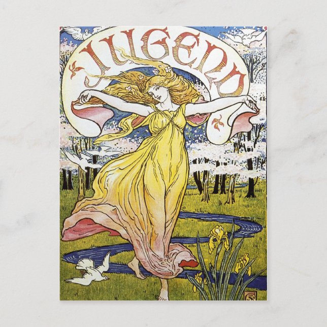 Postal Walter Crane "Jugend" Art Nouveau (Anverso)