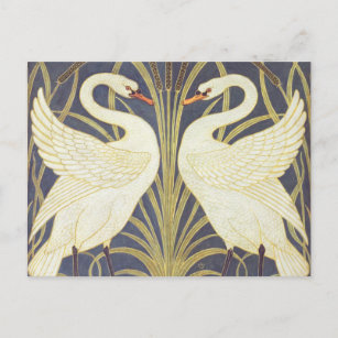 Postal Walter Crane Swan, Rush E Iris Art Nouveau