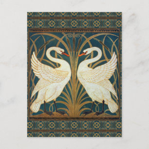 Postal Walter Crane Swan, Rush E Iris Art Nouveau