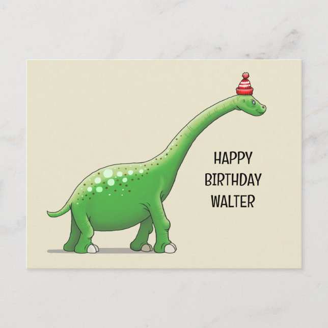 Postal Walter el dinosaurio de cuello largo (Anverso)